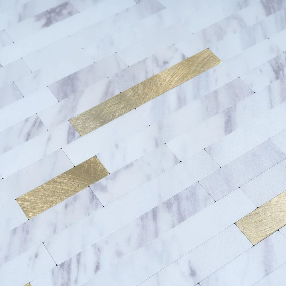 White and Gold Stack Peel and Stick Tile | Tile Club