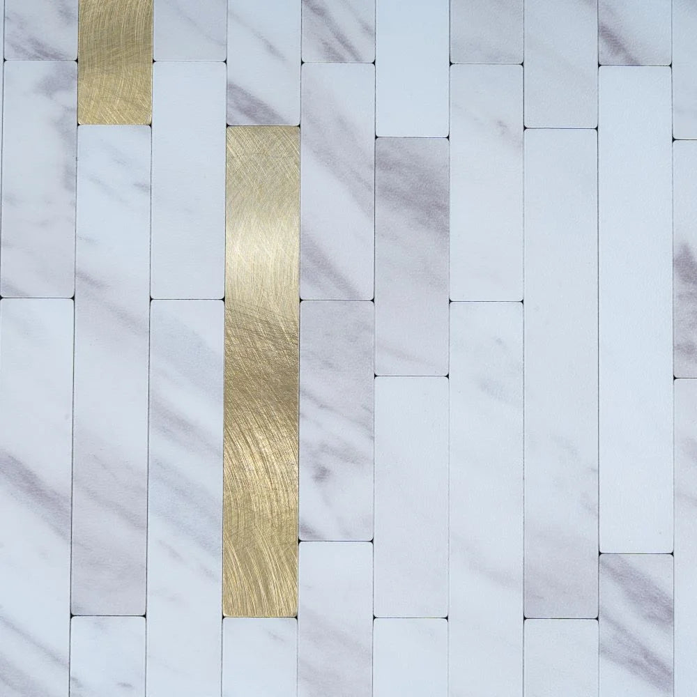 White and Gold Stack Peel and Stick Tile | Tile Club