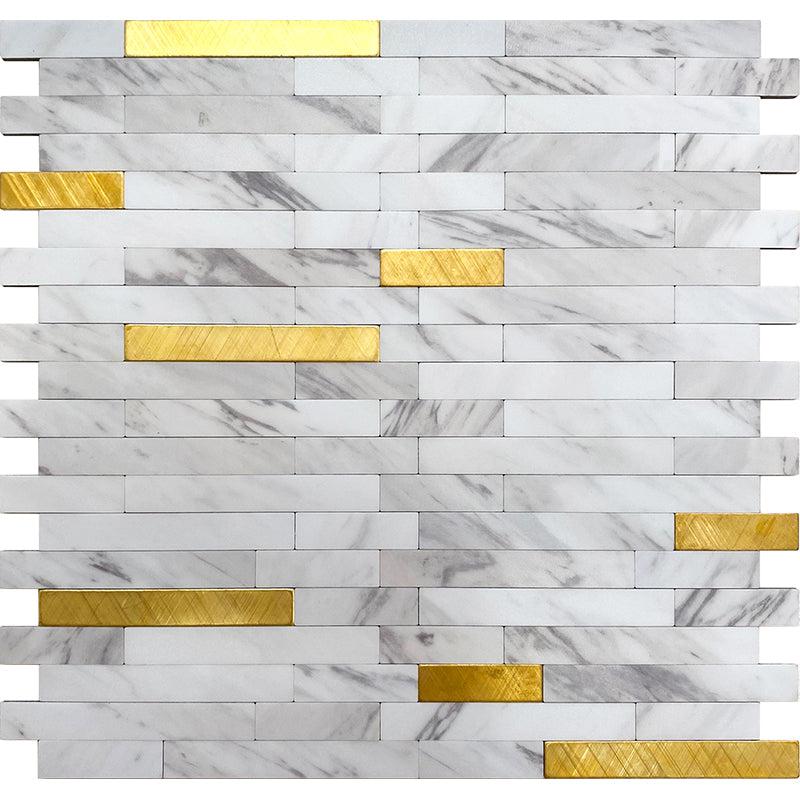 White and Gold Stack Peel and Stick Tile