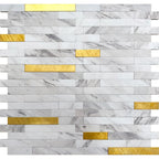 White and Gold Stack Peel and Stick Tile
