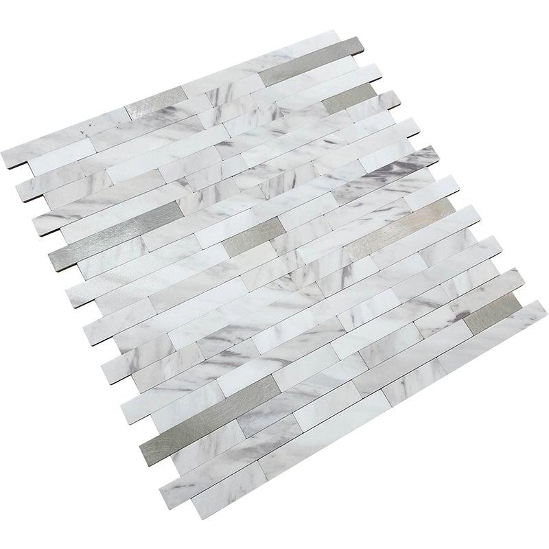 White and Silver Stack Peel and Stick Tile | Tile Club