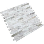 White and Silver Stack Peel and Stick Tile | Tile Club