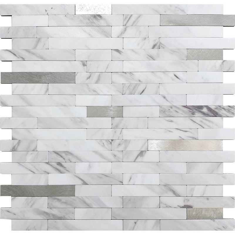 White and Silver Stack Peel and Stick Tile | Tile Club