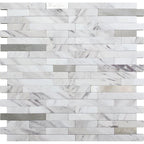 White and Silver Stack Peel and Stick Tile | Tile Club