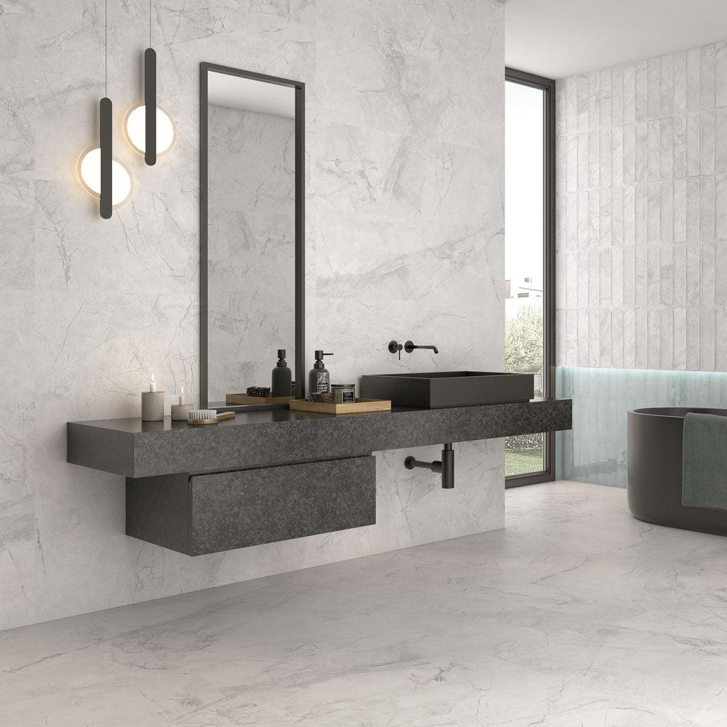 Panorama Gray Marbled Porcelain Tile 24x48 | Tile Club