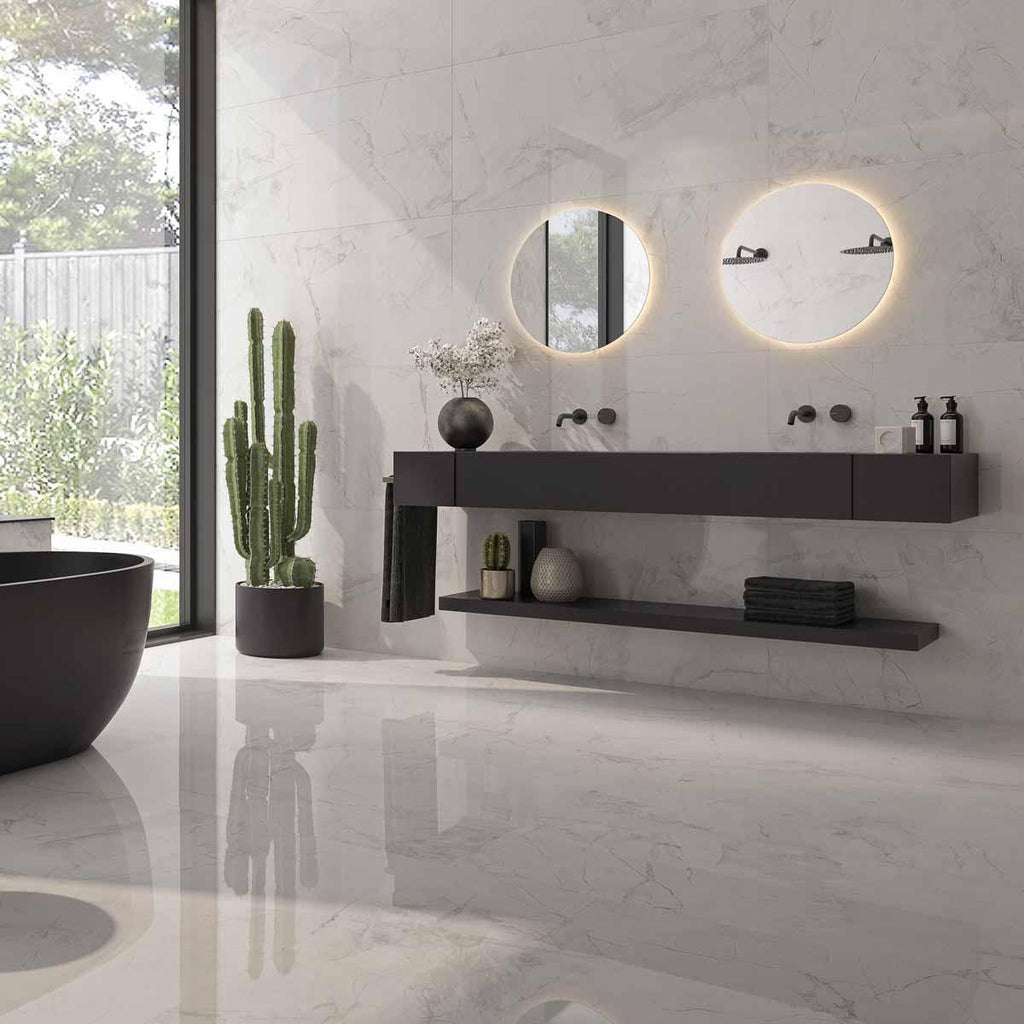 Panorama Gray Marbled Porcelain Tile 24x48 | Tile Club
