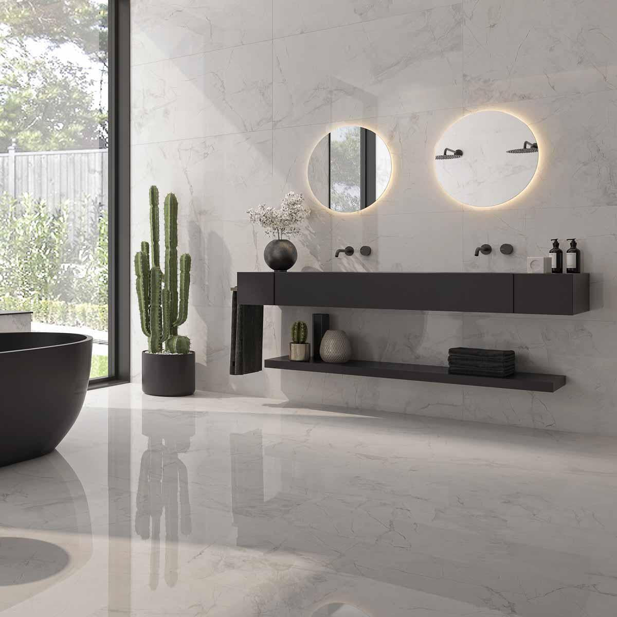 Panorama Gray Marbled Porcelain Tile 24x48 | Tile Club