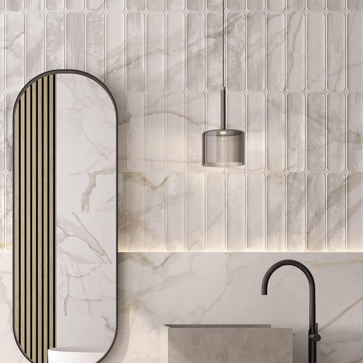 Panorama Gold Marbled Column Porcelain Tile 16x48
