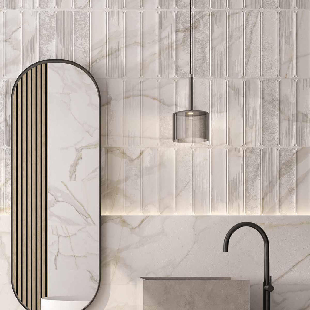 Tile Coloums Panorama Gold Marbled Column Ceramic Tile 16x48 | Tile Club