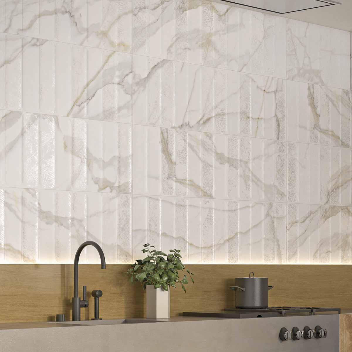 Panorama Gold Marbled Column Ceramic Tile 16x48 | Tile Club