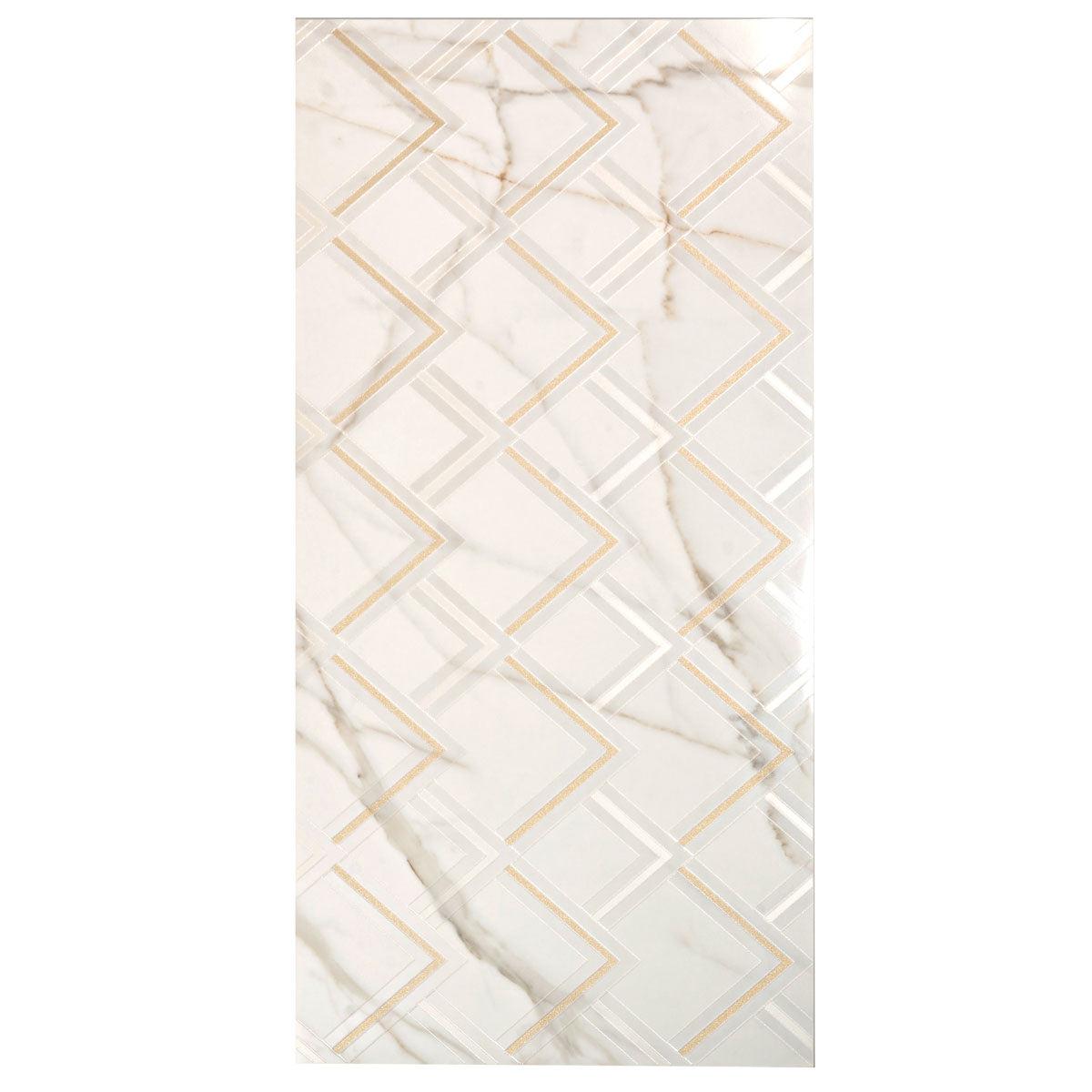 Panorama White Marbled Peak Porcelain Tile 24x48