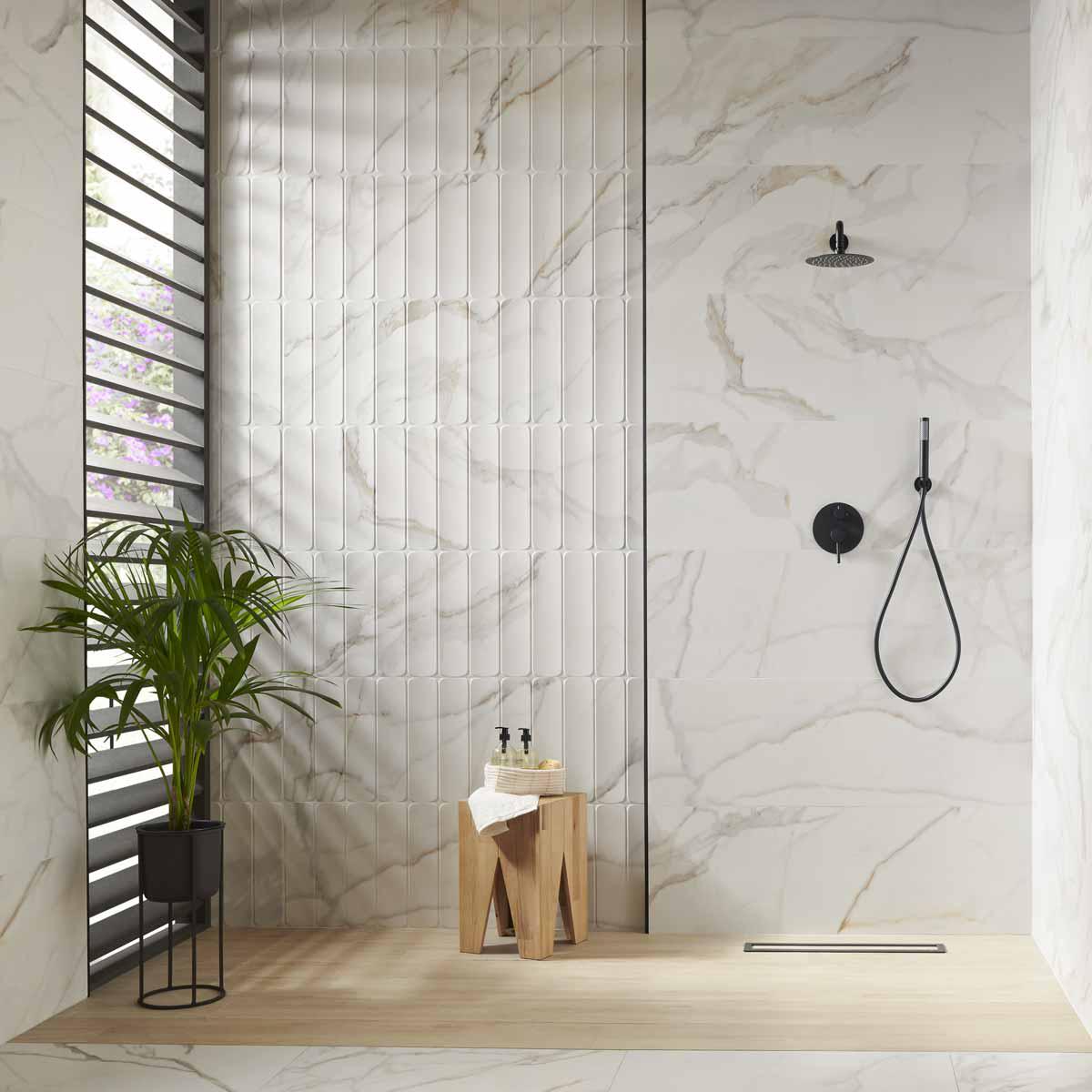 Panorama Gold Marbled Ceramic Tile 16x48 | Tile Club