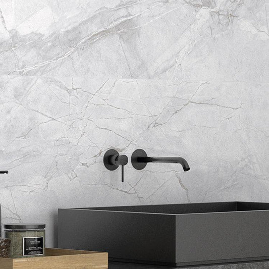 Panorama Gray Marbled Porcelain Tile 24x48 Bathroom Wall