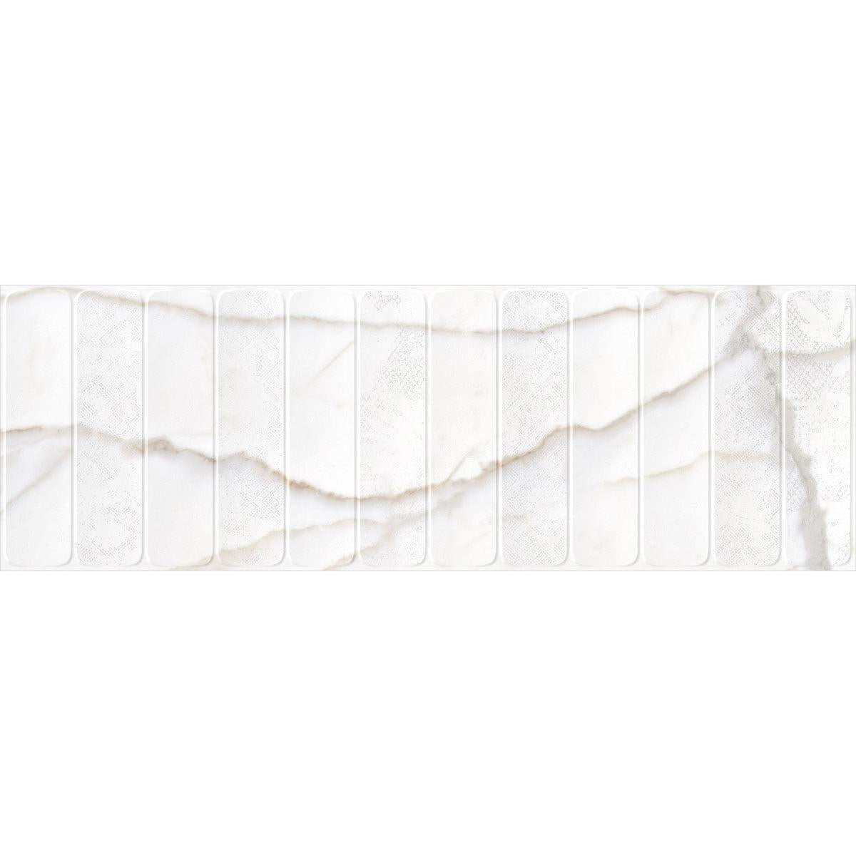 Panorama White Marbled Column Porcelain Tile 16x48