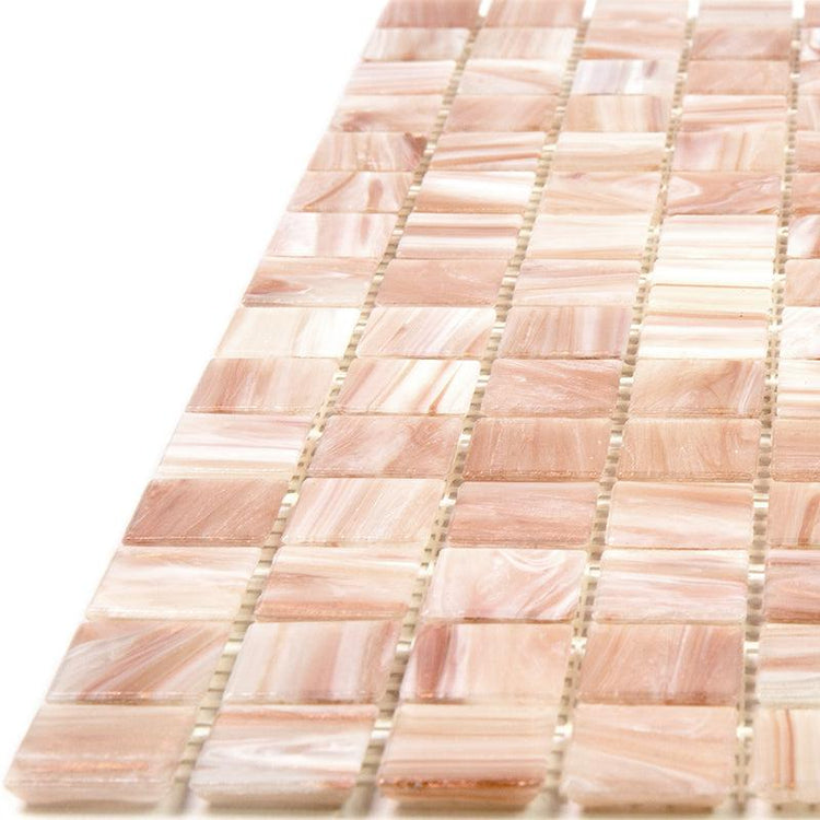 Peaches & Cream Swirls Squares Glass Pool Tile | Tile Club