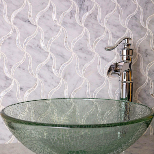 Pearl Ribbon White Marble & Mother Of Pearl Waterjet Mosaic Tile