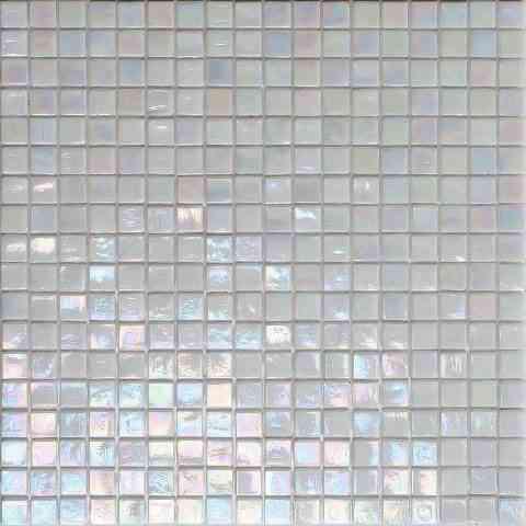 Pearlescent Ashy White Glossy Square Glass Pool Tile