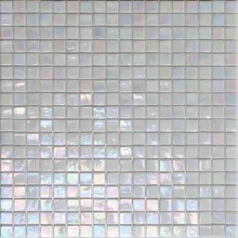 Pearlescent Ashy White Square Glass Pool Tile Sample
