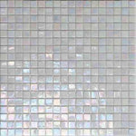 Pearlescent Ashy White Glossy Square Glass Pool Tile