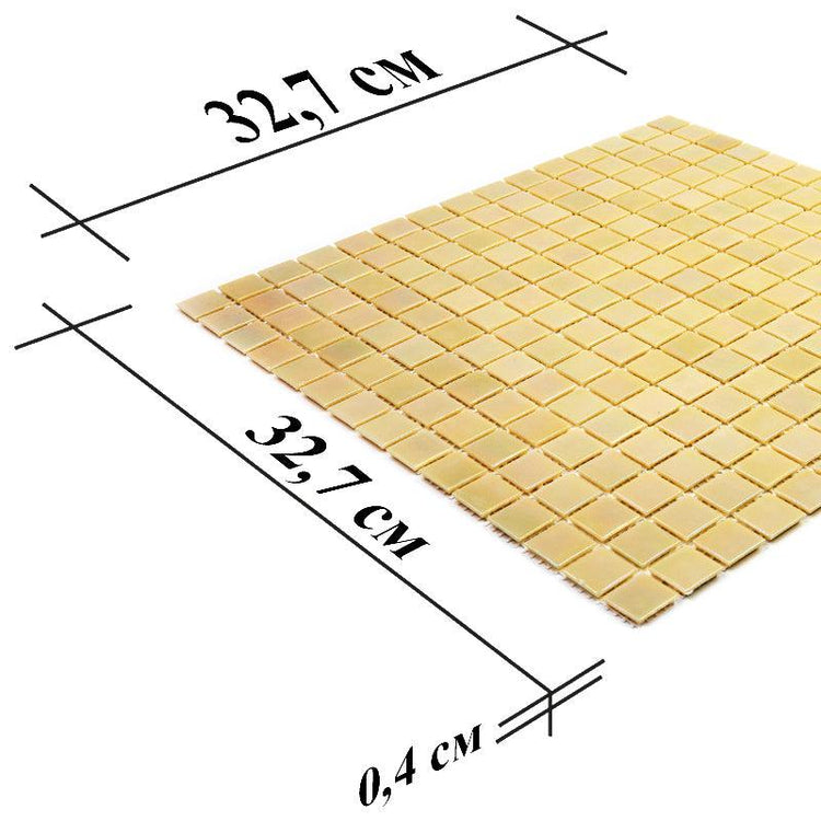 Pearlescent Buttercup Yellow Squares Glass Pool Tile | Tile Club