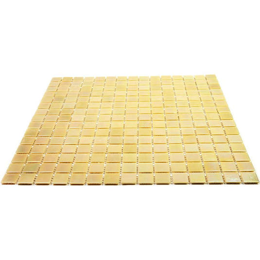 Pearlescent Buttercup Yellow Squares Glass Pool Tile | Tile Club
