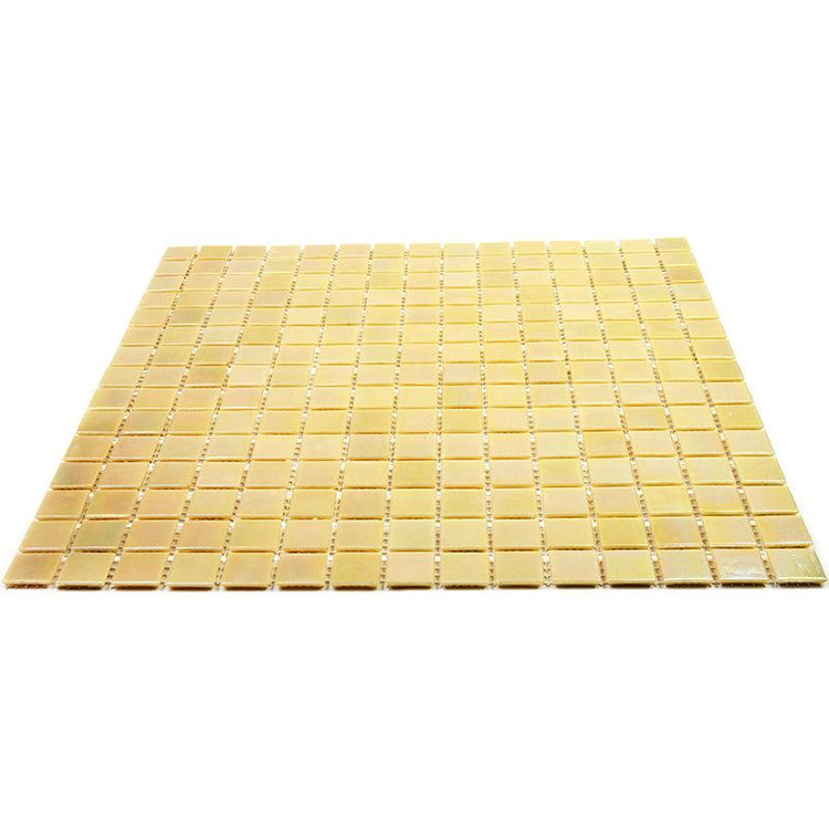 Pearlescent Buttercup Yellow Squares Glass Pool Tile | Tile Club