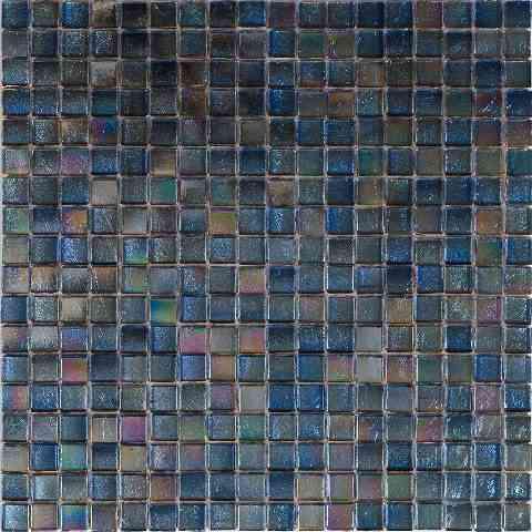 Metallic Deep Blue Foiled Squares Glass Tile