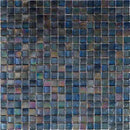Metallic Deep Blue Foiled Squares Glass Tile