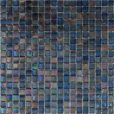 Metallic Deep Blue Foiled Squares Glass Tile Sample