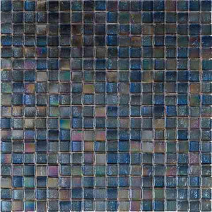 Metallic Deep Blue Foiled Squares Glass Tile Sample