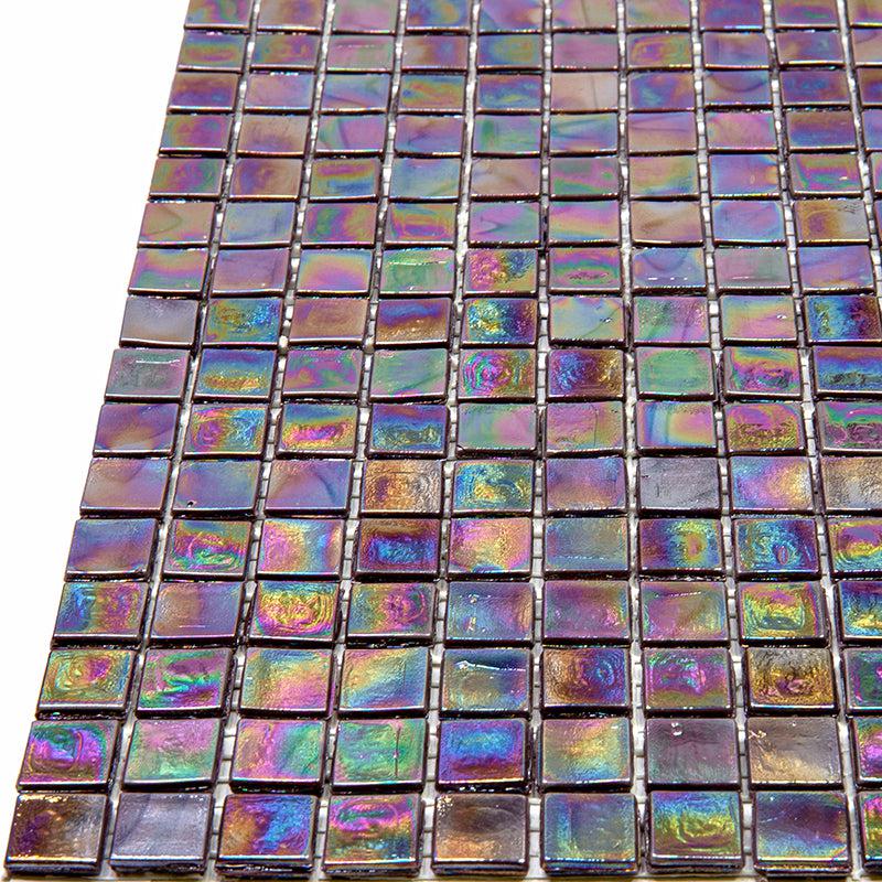 Pearlescent Oil Slick Squares Glass Tile