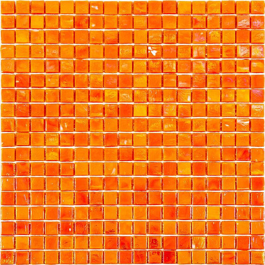 Pearlescent Orange Cream Glossy Squares Glass Pool Tile