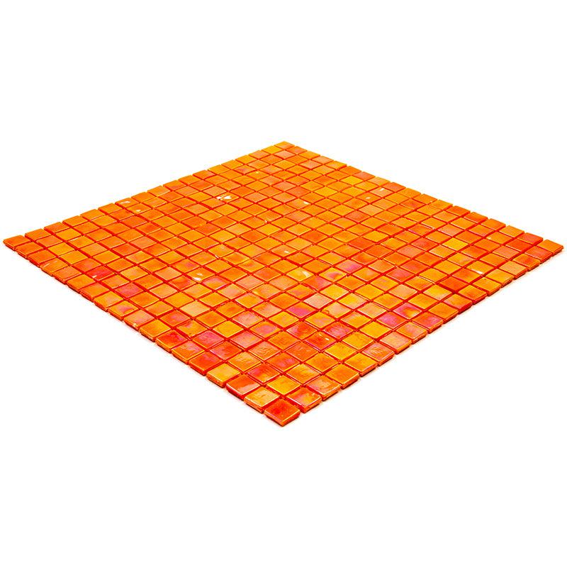 Pearlescent Orange Cream Squares Glass Pool Tile