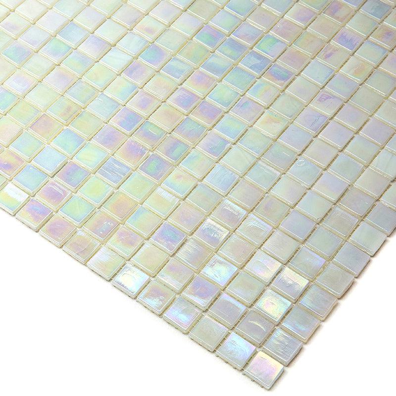 Pearlescent White Squares Glass Pool Tile | Tile Club