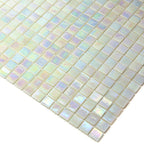 Pearlescent White Squares Glass Pool Tile | Tile Club