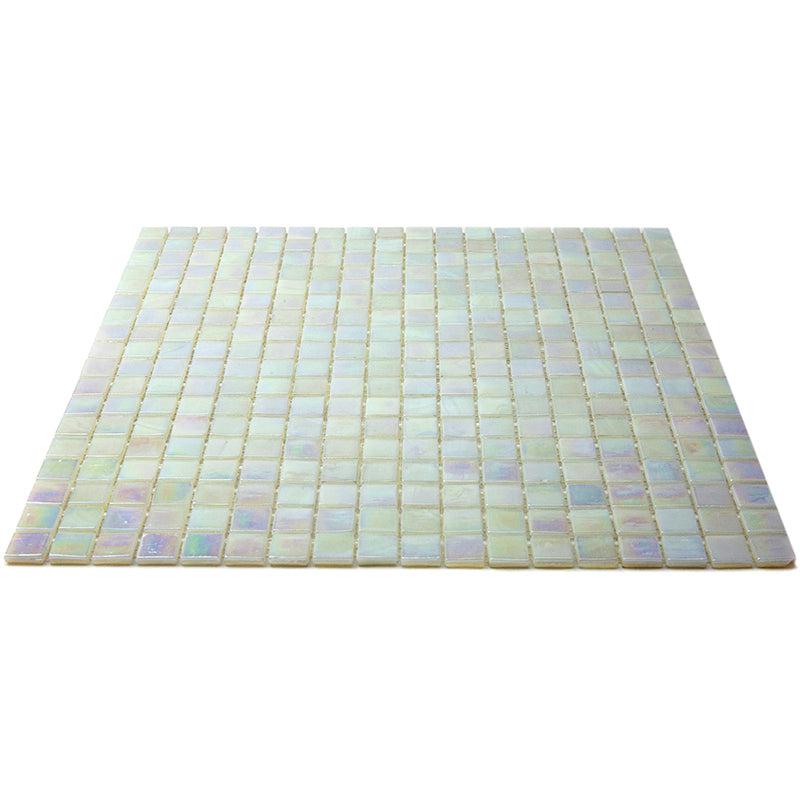 Pearlescent White Squares Glass Pool Tile