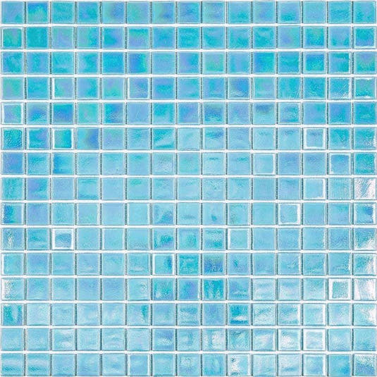 Pearly Aqua Blue Squares Glass Pool Tile