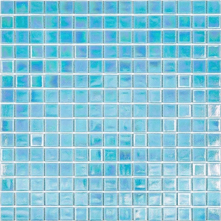 Pearly Aqua Blue Squares Glass Pool Tile