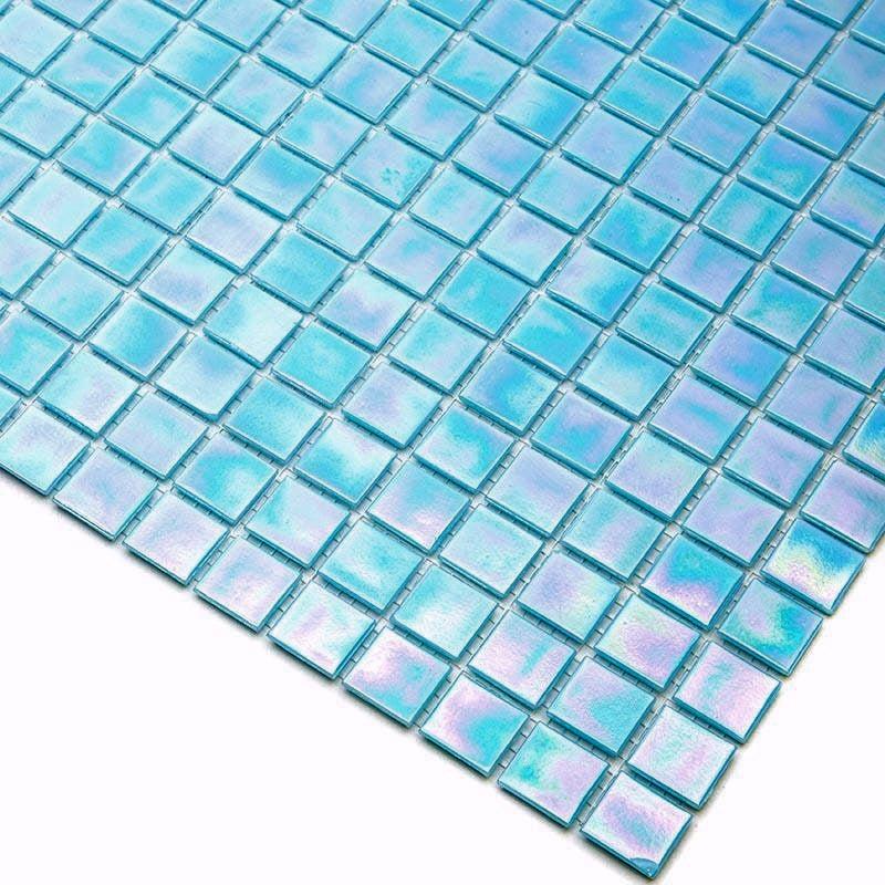 Pearly Aqua Blue Squares Glass Pool Tile | Tile Club