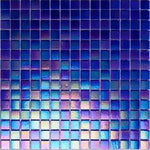 Pearly Dark Blue Squares Glass Pool Tile Sample