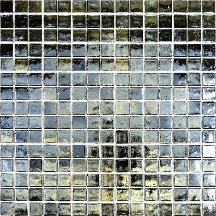 Pearly Denim Blue Glossy Squares Glass Pool Tilea