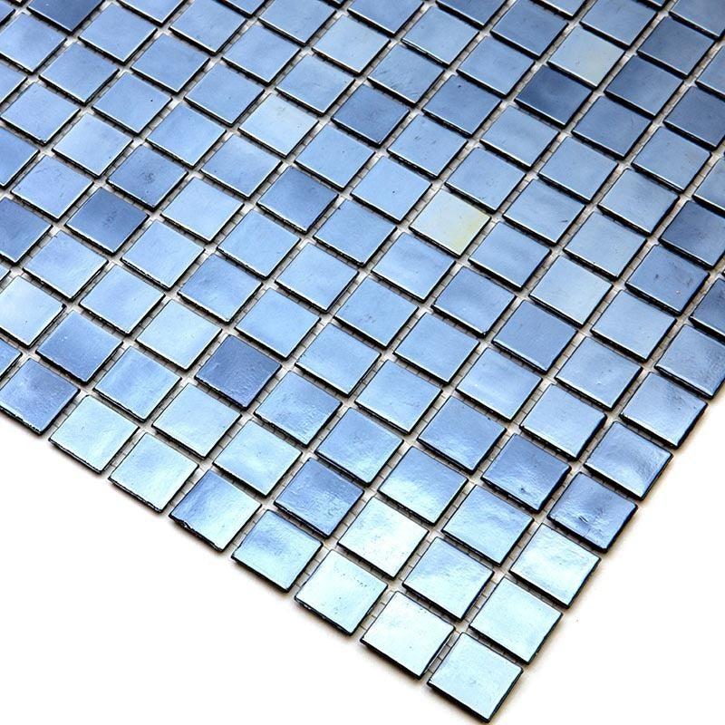 Pearly Denim Blue Squares Glass Pool Tile | Tile Club