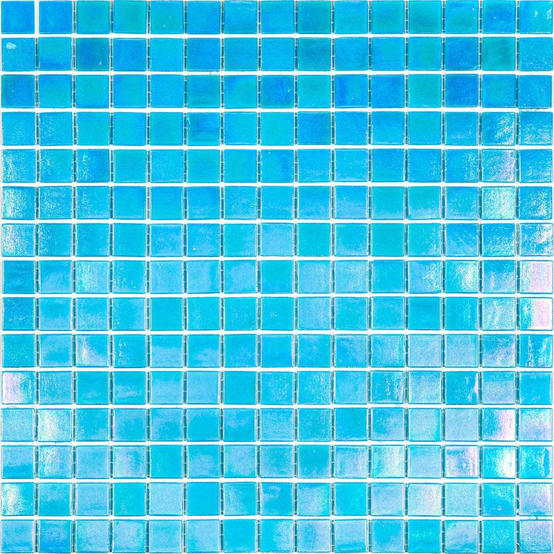 Pearly Ocean Blue Glossy Squares Glass Pool Tile