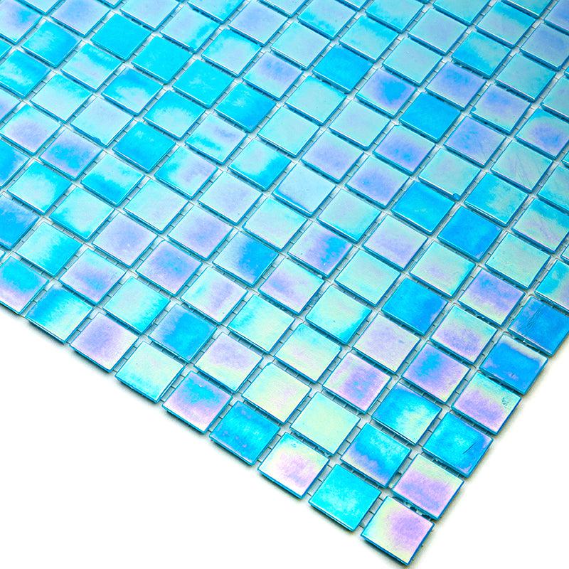 Pearly Ocean Blue Squares Glass Pool Tile | Tile Club