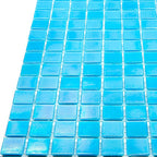 Pearly Ocean Blue Squares Glass Pool Tile | Tile Club