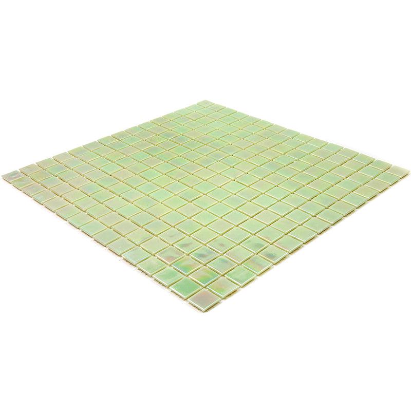 Pearly Pastel Green Squares Glass Pool Tile | Tile Club