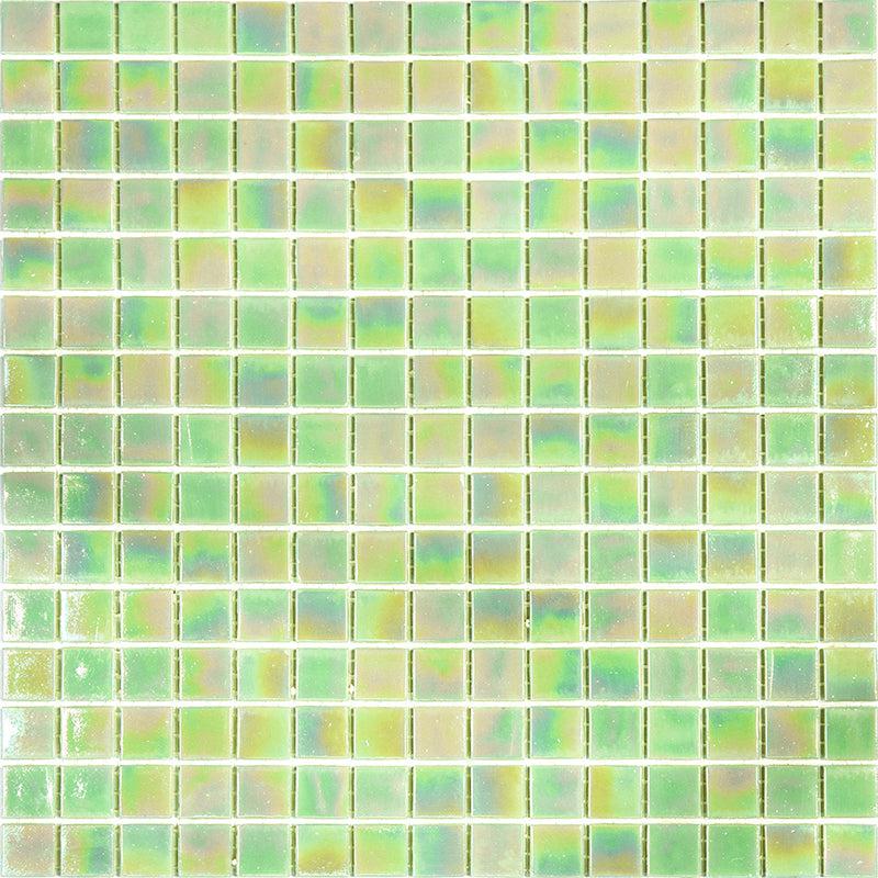 Pearly Pastel Green Squares Glass Pool Tile Sample