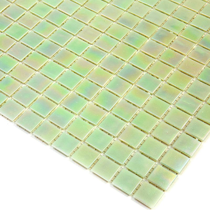 Pearly Pastel Green Squares Glass Pool Tile | Tile Club