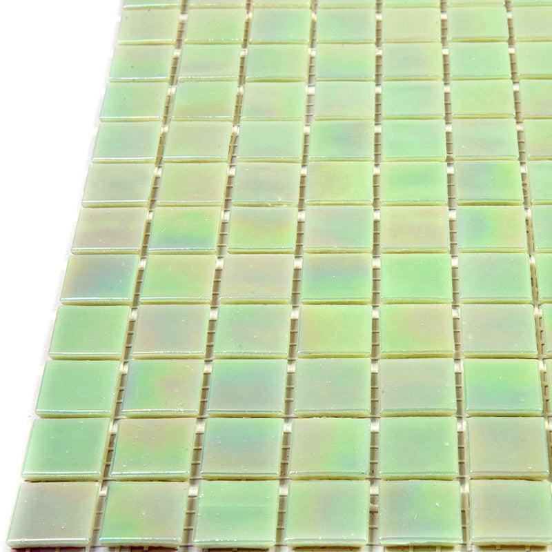 Pearly Pastel Green Squares Glass Pool Tile | Tile Club