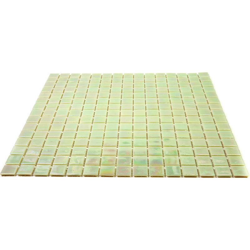 Pearly Pastel Green Squares Glass Pool Tile | Tile Club